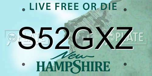 S52GXZ New Hampshire License Plate