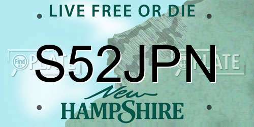 S52JPN New Hampshire License Plate