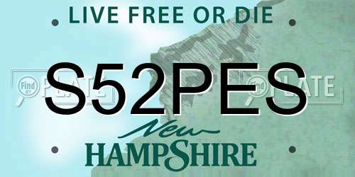 S52PES New Hampshire License Plate