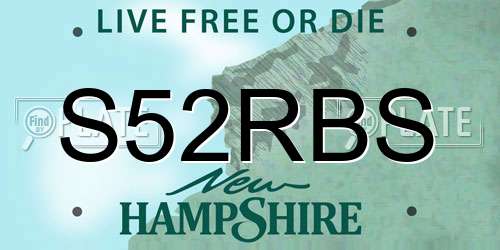 S52RBS New Hampshire License Plate