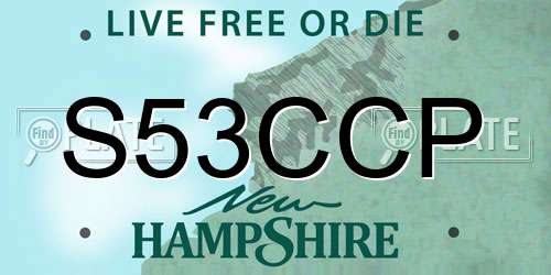 S53CCP New Hampshire License Plate