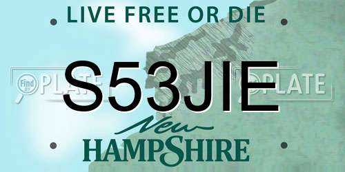 S53JIE New Hampshire License Plate