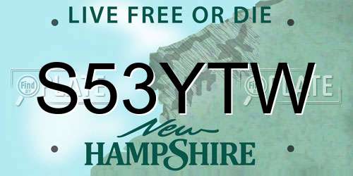 S53YTW New Hampshire License Plate