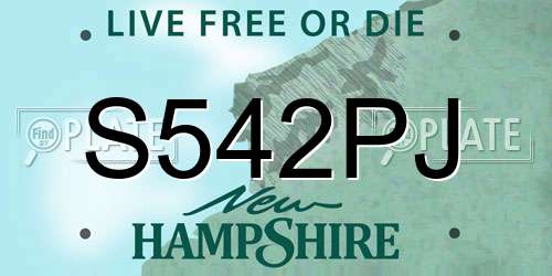 S542PJ New Hampshire License Plate