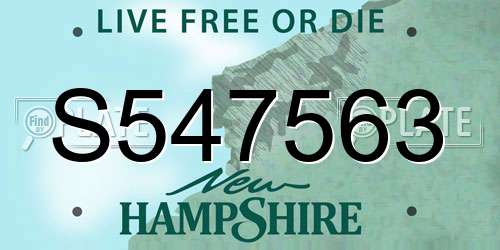 S547563 New Hampshire License Plate