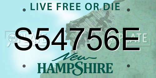 S54756E New Hampshire License Plate