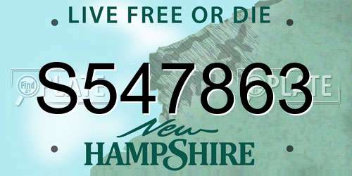 S547863 New Hampshire License Plate