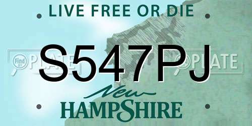 S547PJ New Hampshire License Plate