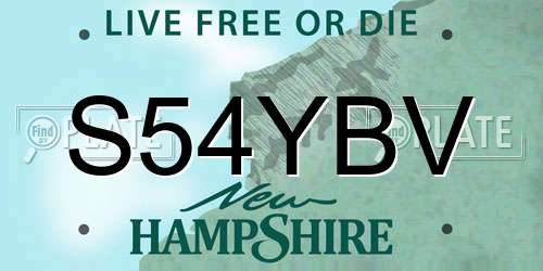 S54YBV New Hampshire License Plate