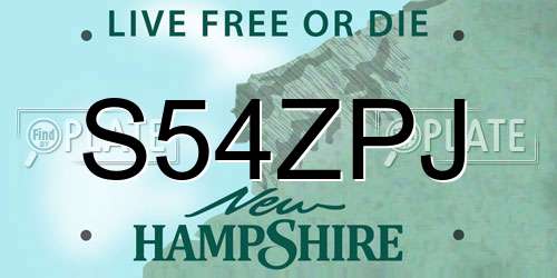 S54ZPJ New Hampshire License Plate