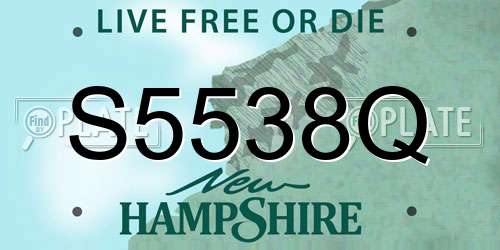 S5538Q New Hampshire License Plate