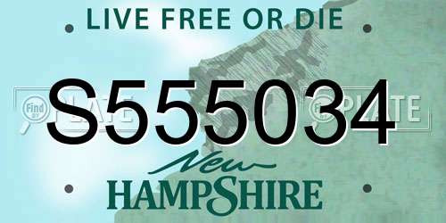 S555034 New Hampshire License Plate