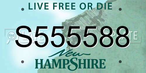 S555588 New Hampshire License Plate