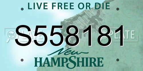 S558181 New Hampshire License Plate