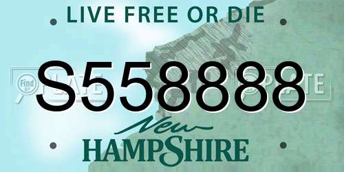 S558888 New Hampshire License Plate