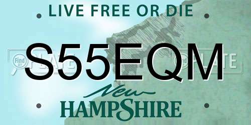 S55EQM New Hampshire License Plate