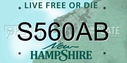 S560AB New Hampshire License Plate