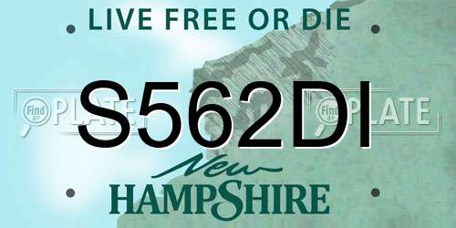 S562DI New Hampshire License Plate