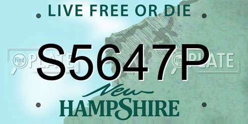 S5647P New Hampshire License Plate