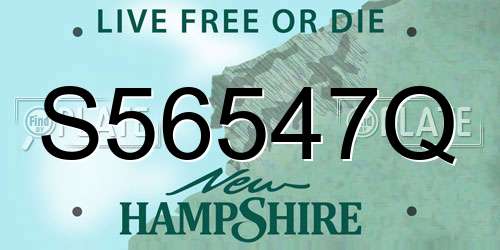S56547Q New Hampshire License Plate