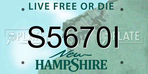 S5670I New Hampshire License Plate
