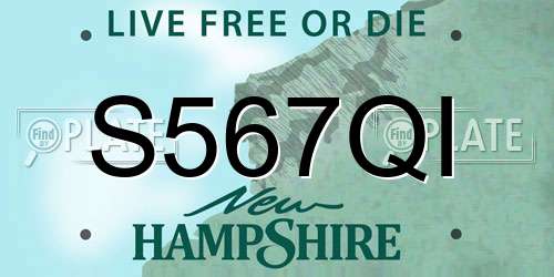 S567QI New Hampshire License Plate