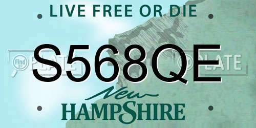 S568QE New Hampshire License Plate