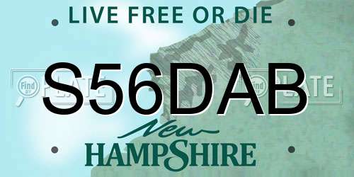 S56DAB New Hampshire License Plate