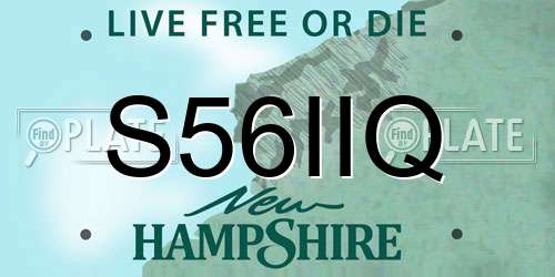 S56IIQ New Hampshire License Plate
