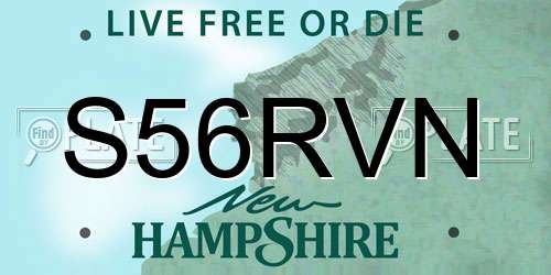 S56RVN New Hampshire License Plate