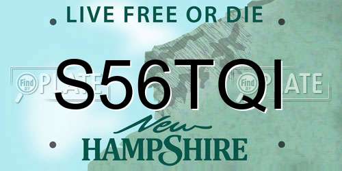 S56TQI New Hampshire License Plate