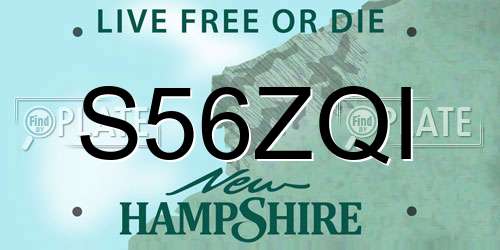 S56ZQI New Hampshire License Plate