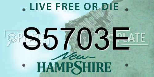 S5703E New Hampshire License Plate