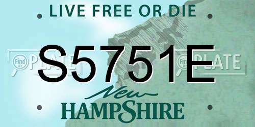 S5751E New Hampshire License Plate