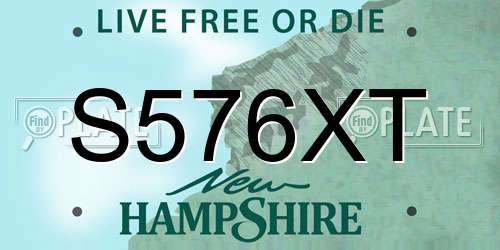 S576XT New Hampshire License Plate