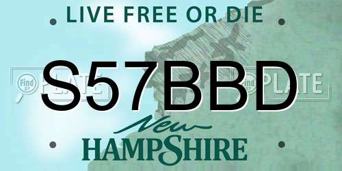 S57BBD New Hampshire License Plate