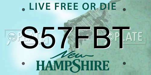 S57FBT New Hampshire License Plate