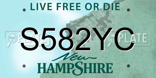 S582YC New Hampshire License Plate