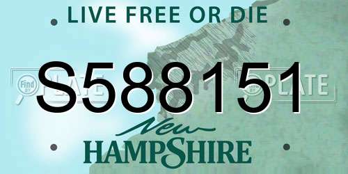 S588151 New Hampshire License Plate