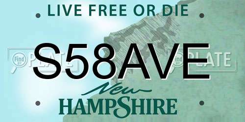 S58AVE New Hampshire License Plate