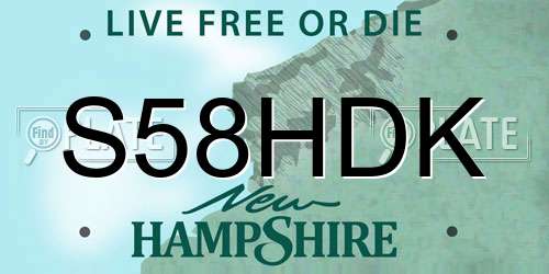 S58HDK New Hampshire License Plate
