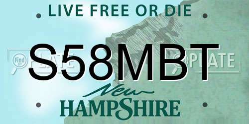 S58MBT New Hampshire License Plate