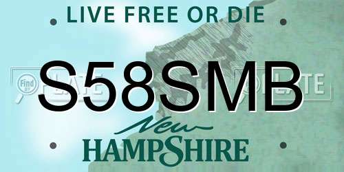 S58SMB New Hampshire License Plate