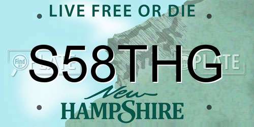 S58THG New Hampshire License Plate