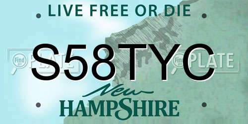 S58TYC New Hampshire License Plate