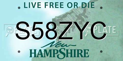 S58ZYC New Hampshire License Plate