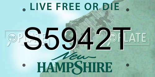 S5942T New Hampshire License Plate