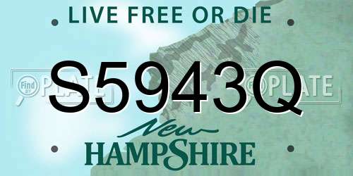 S5943Q New Hampshire License Plate