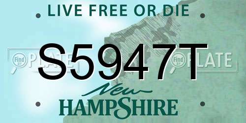 S5947T New Hampshire License Plate