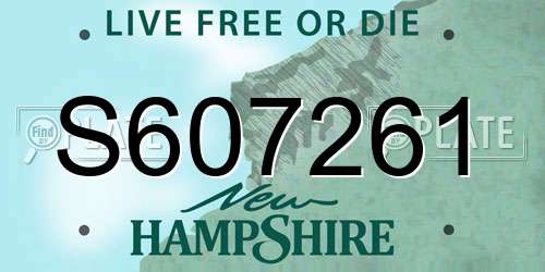 S607261 New Hampshire License Plate
